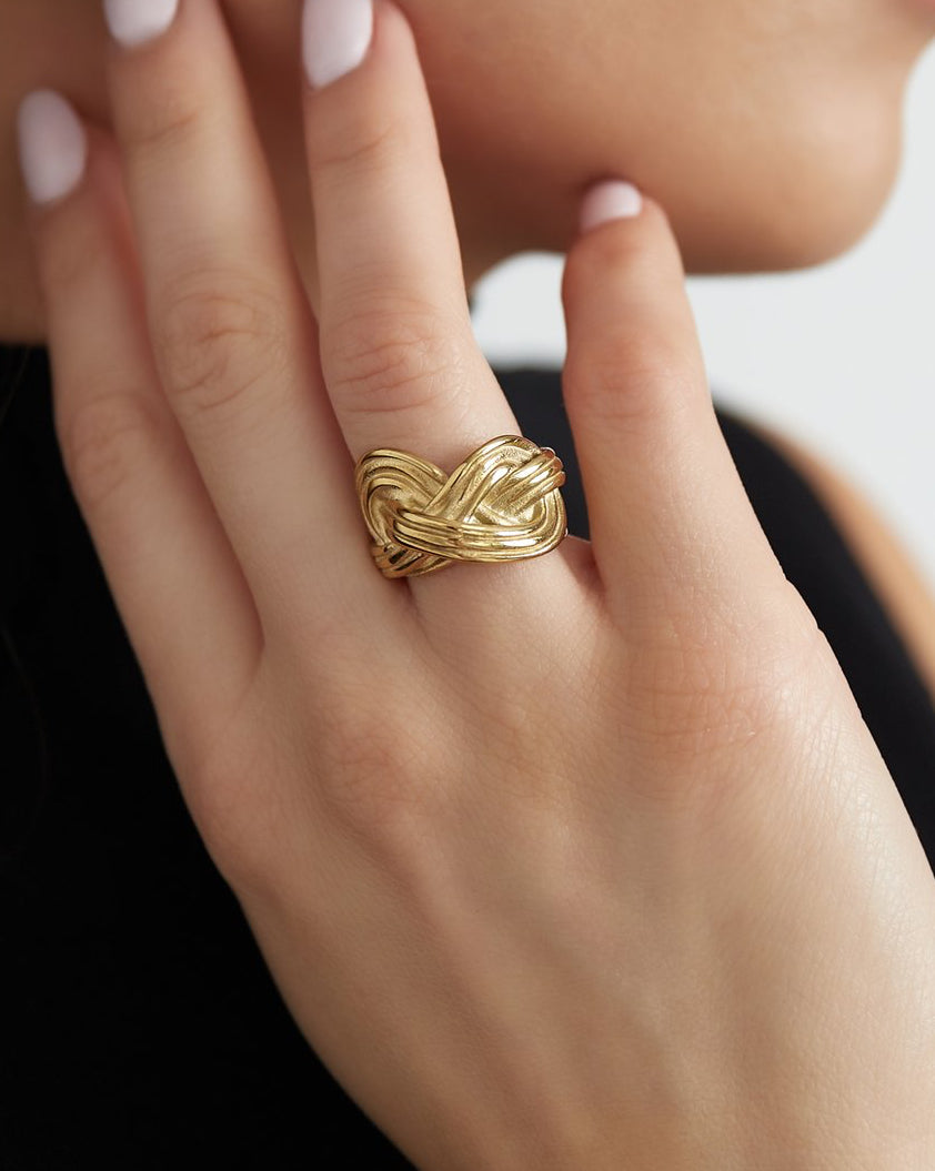 Dubbele Knoop Ring - Goud