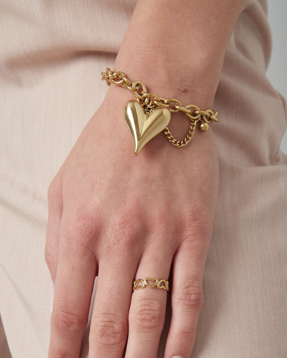 Hartjes Hanger Armband - Zilver