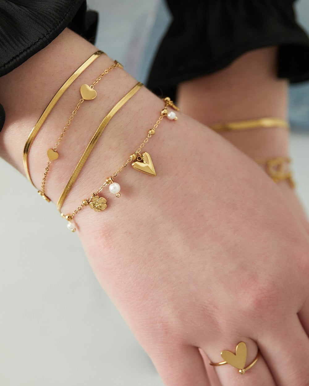 Parel Heart Armband - Goud