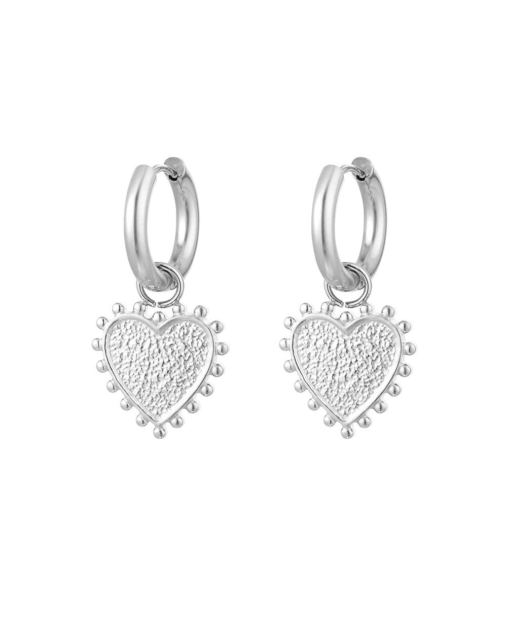 Heart Dot Oorbellen - Zilver