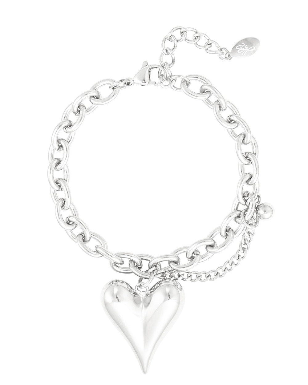 Hartjes Hanger Armband - Zilver