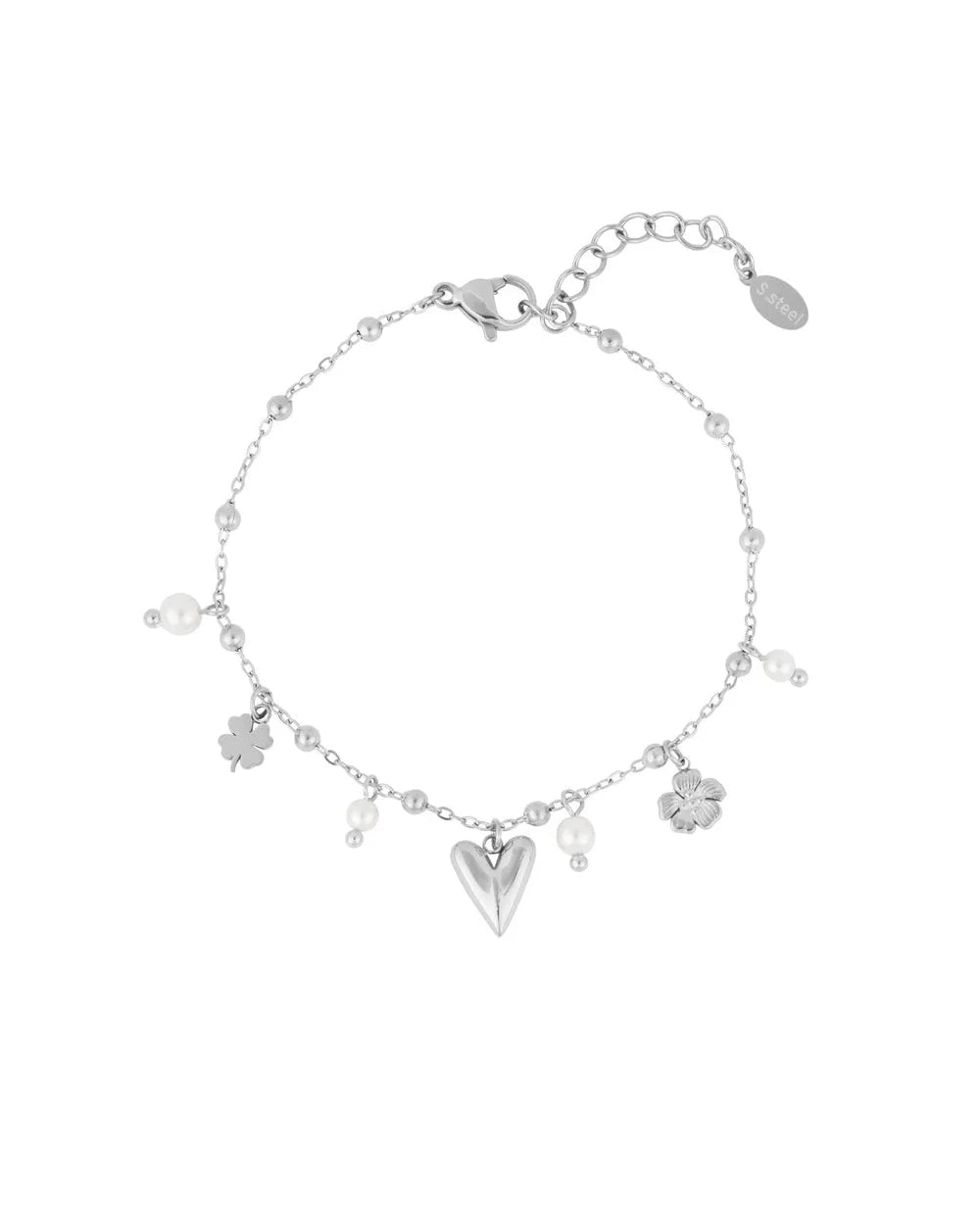 Parel Heart Armband - Zilver