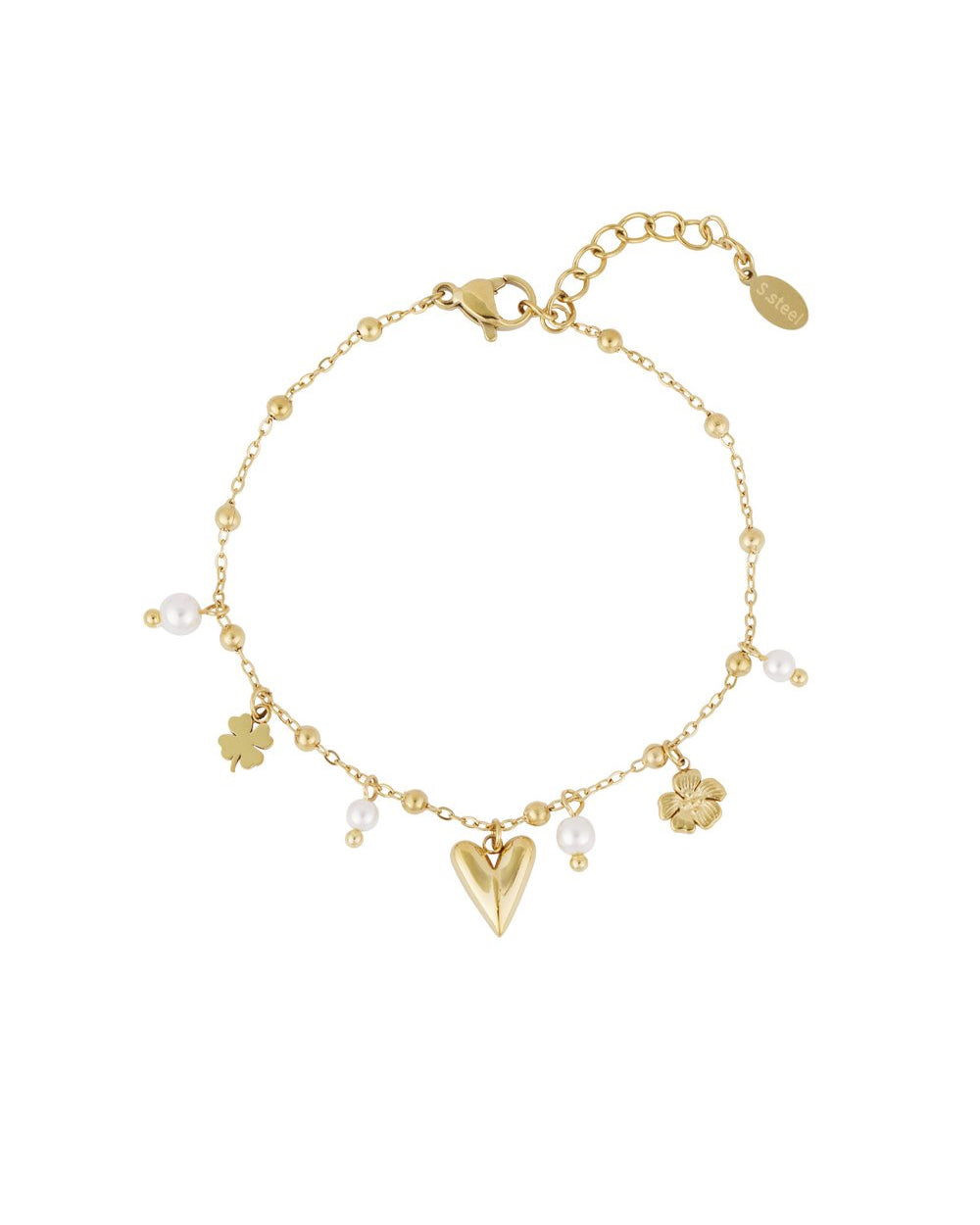 Parel Heart Armband - Zilver