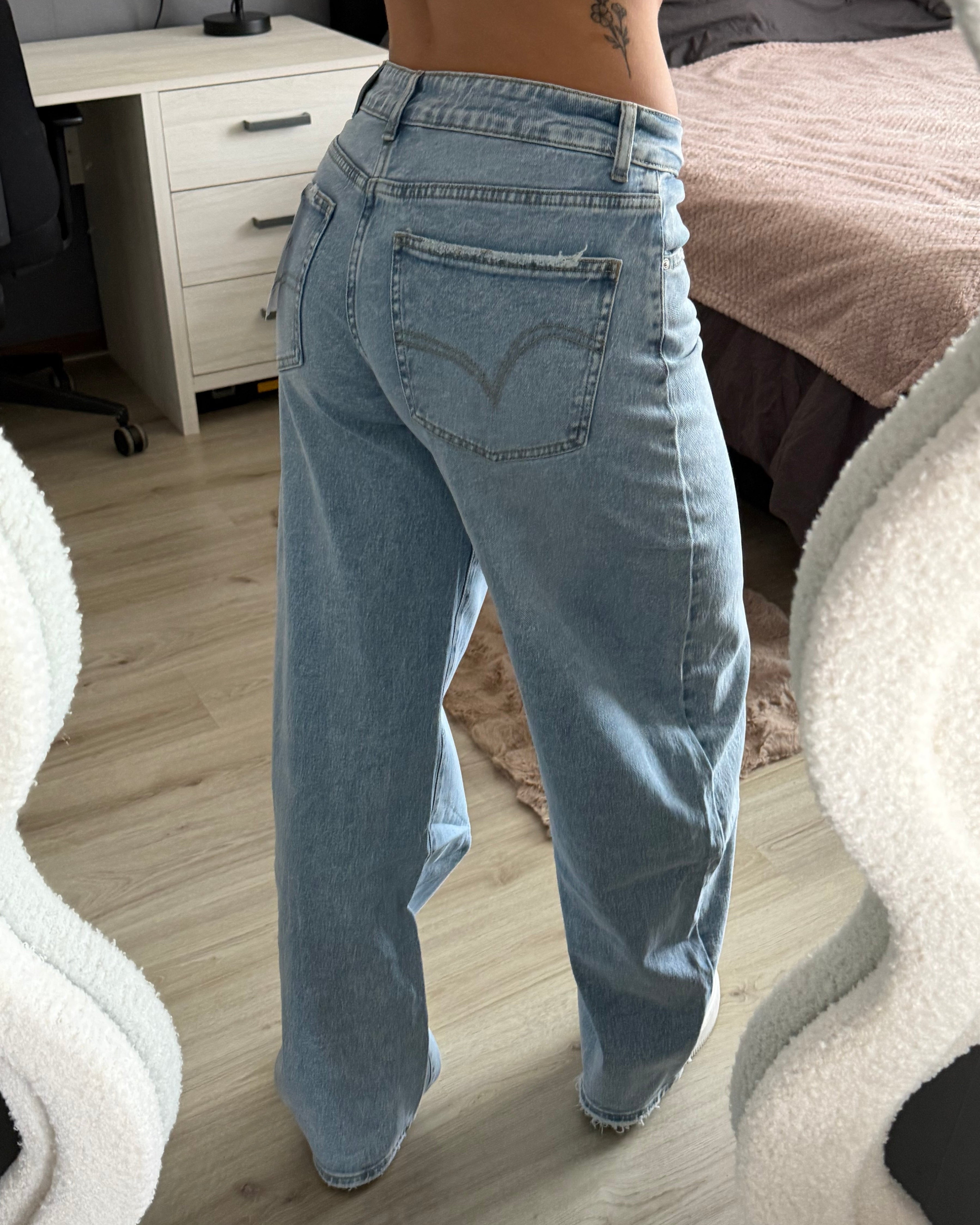 Queen Hearts Barrel Jeans - Blauw