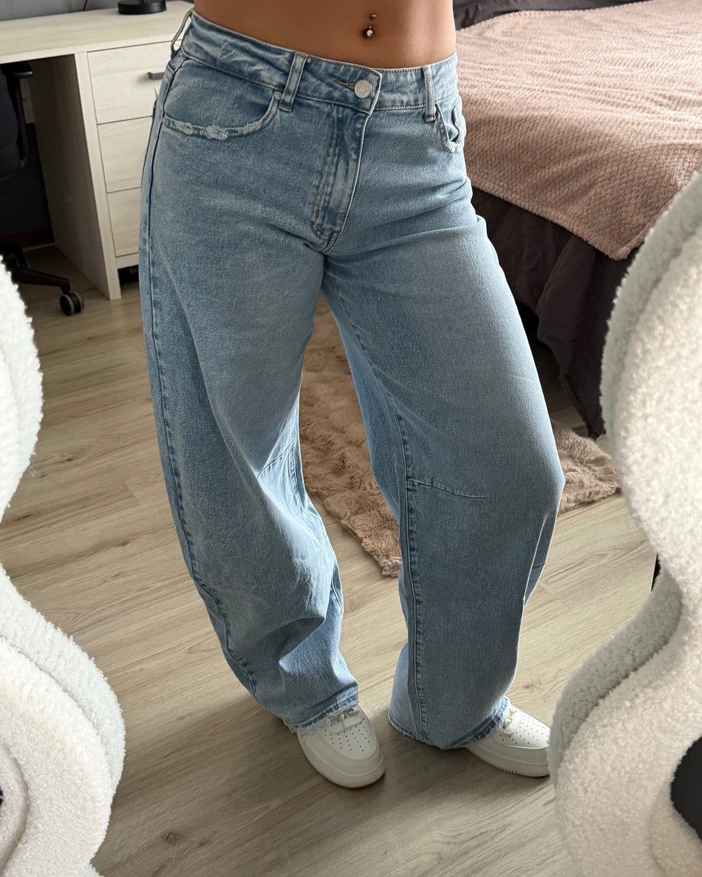 Queen Hearts Barrel Jeans - Blauw