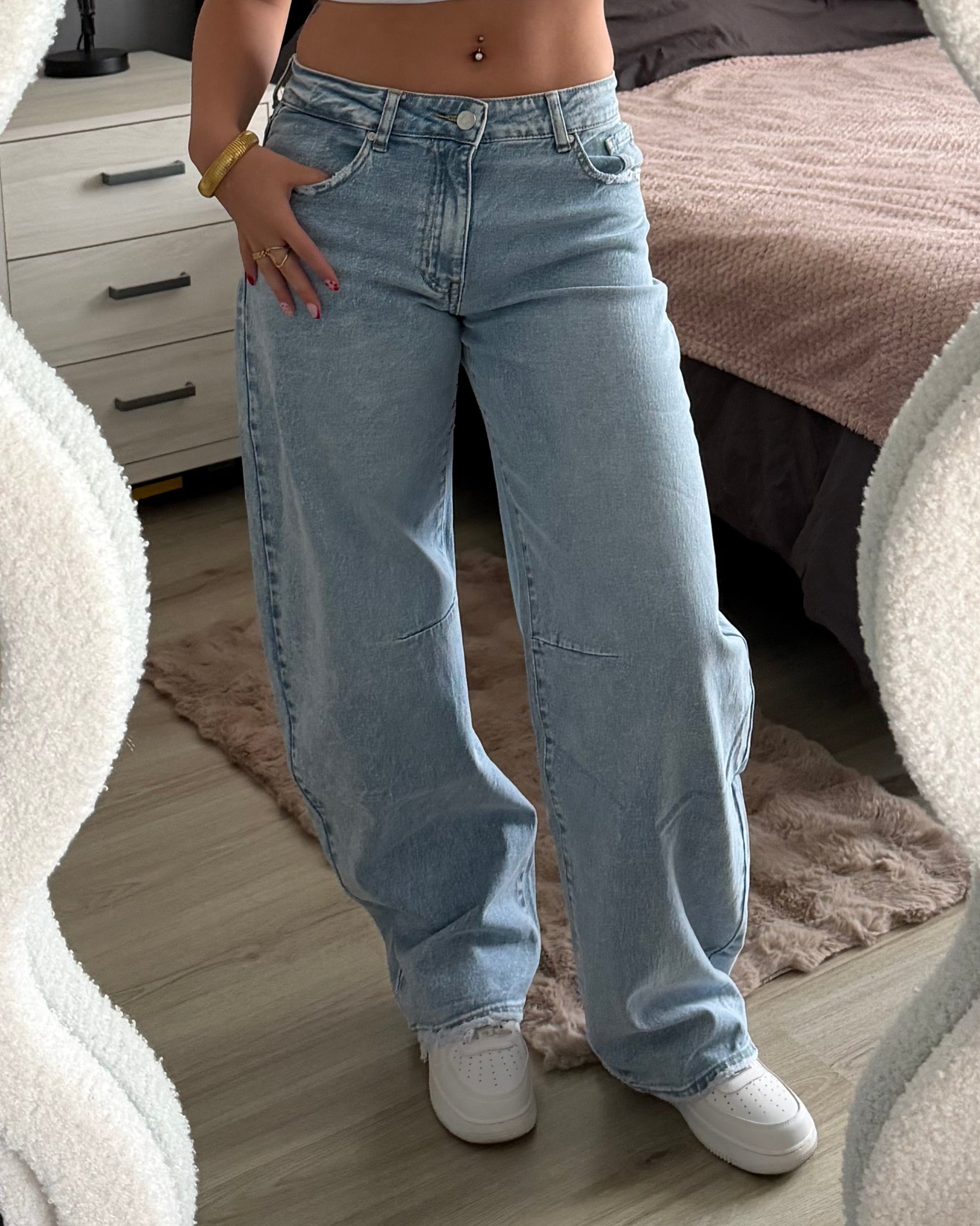 Queen Hearts Barrel Jeans - Blauw