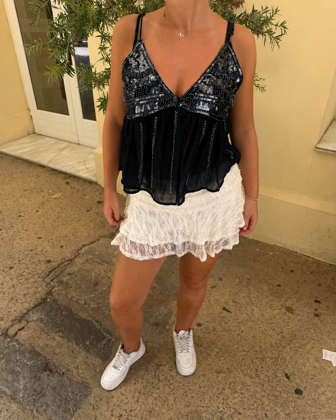Macy Glitter Top - Zwart