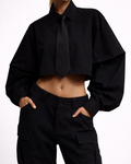 Chrissy Stropdas Blouse - Zwart