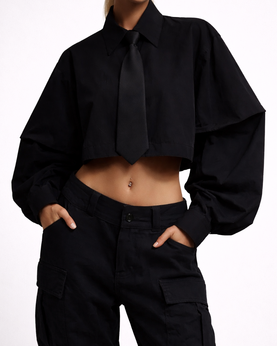 Chrissy Stropdas Blouse - Zwart