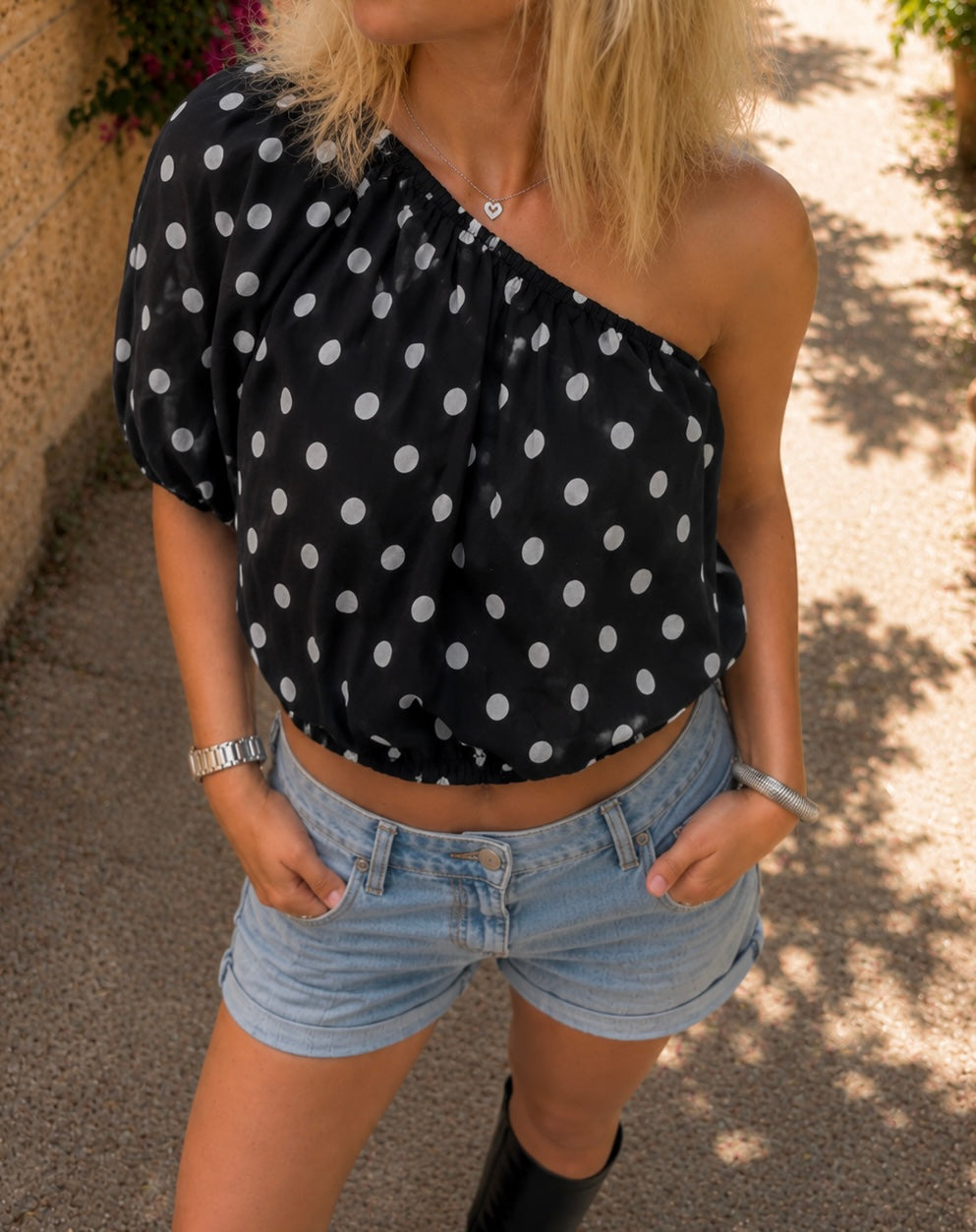 Romy Polka Dot Top - Zwart