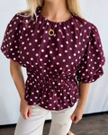 Luna Polka Dot Top - Bordeaux