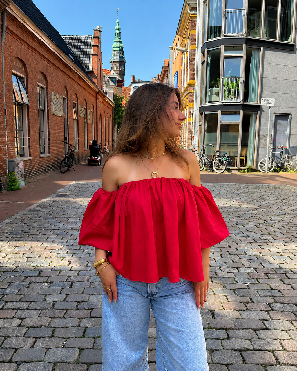 Off Shoulder Top - Rood