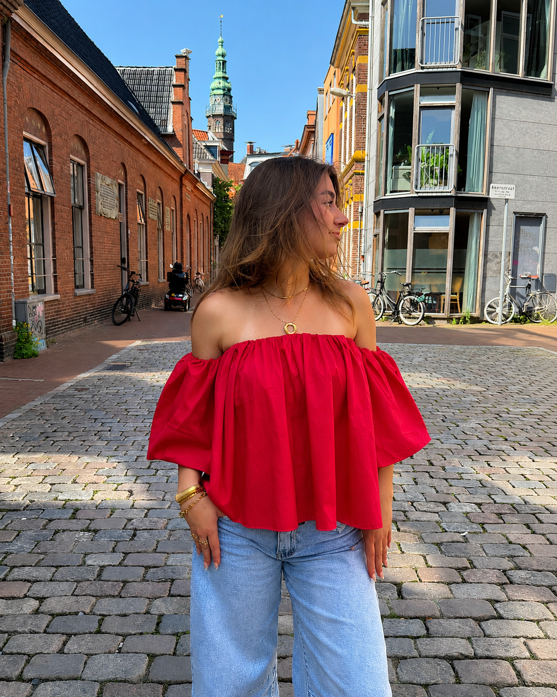 Off Shoulder Top - Rood