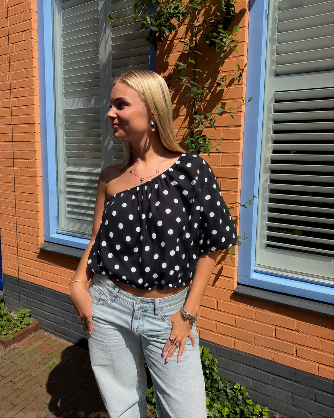 Romy Polka Dot Top - Zwart
