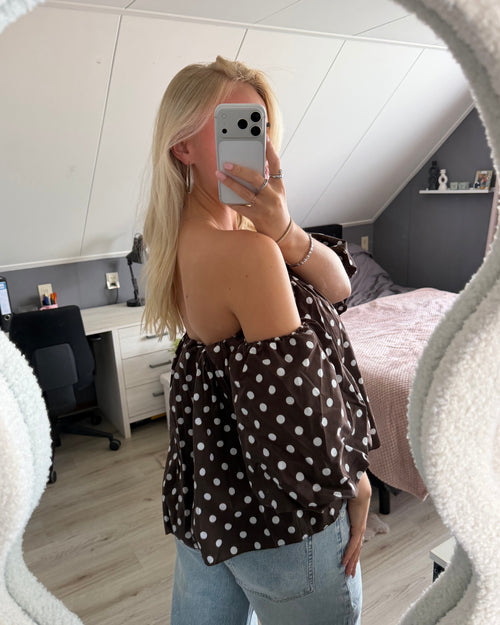 Amber Polka Dot Top - Bruin