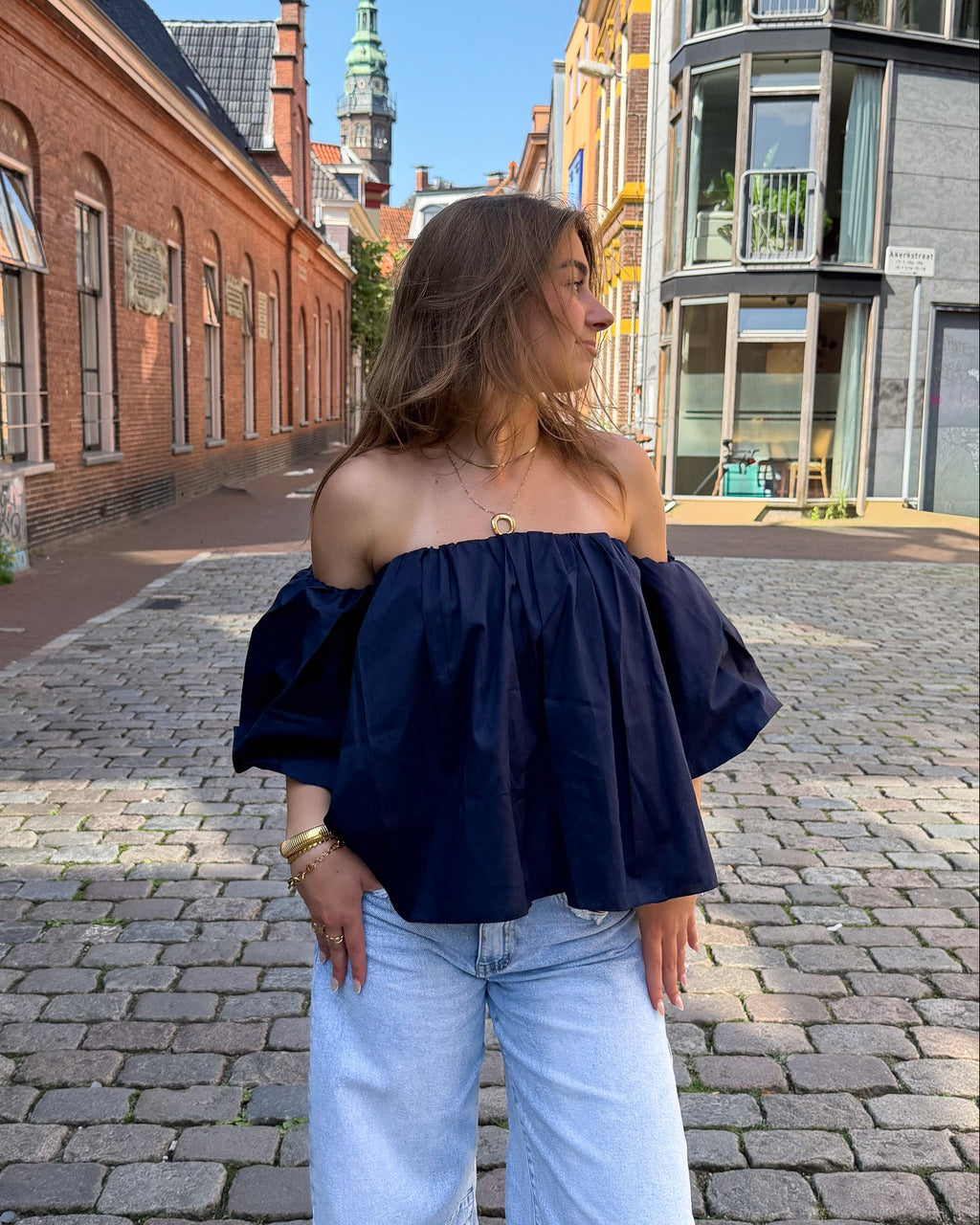Off Shoulder Top - Navy