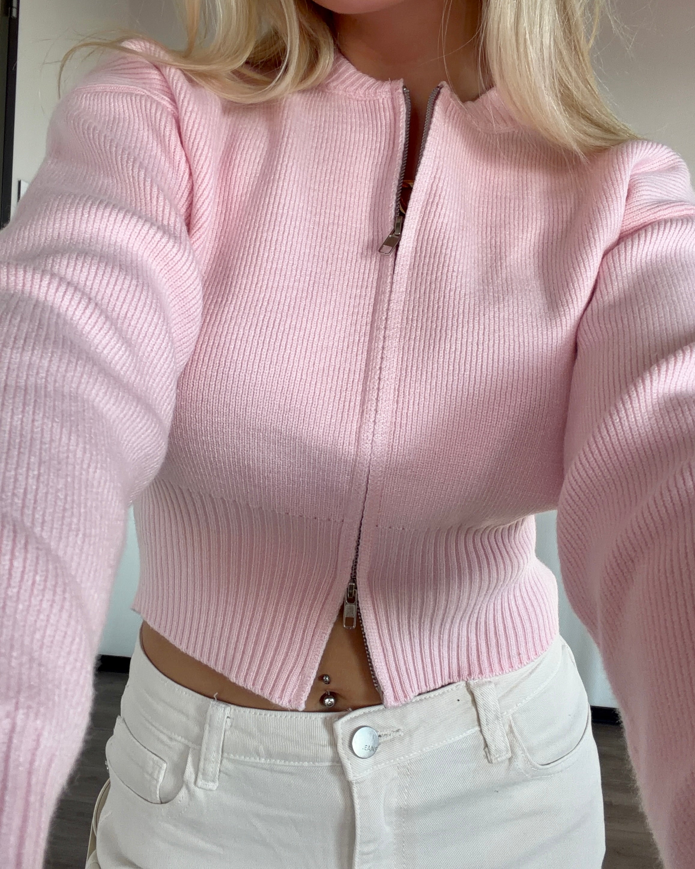 Anouk Zipper Cardigan - Bordeaux