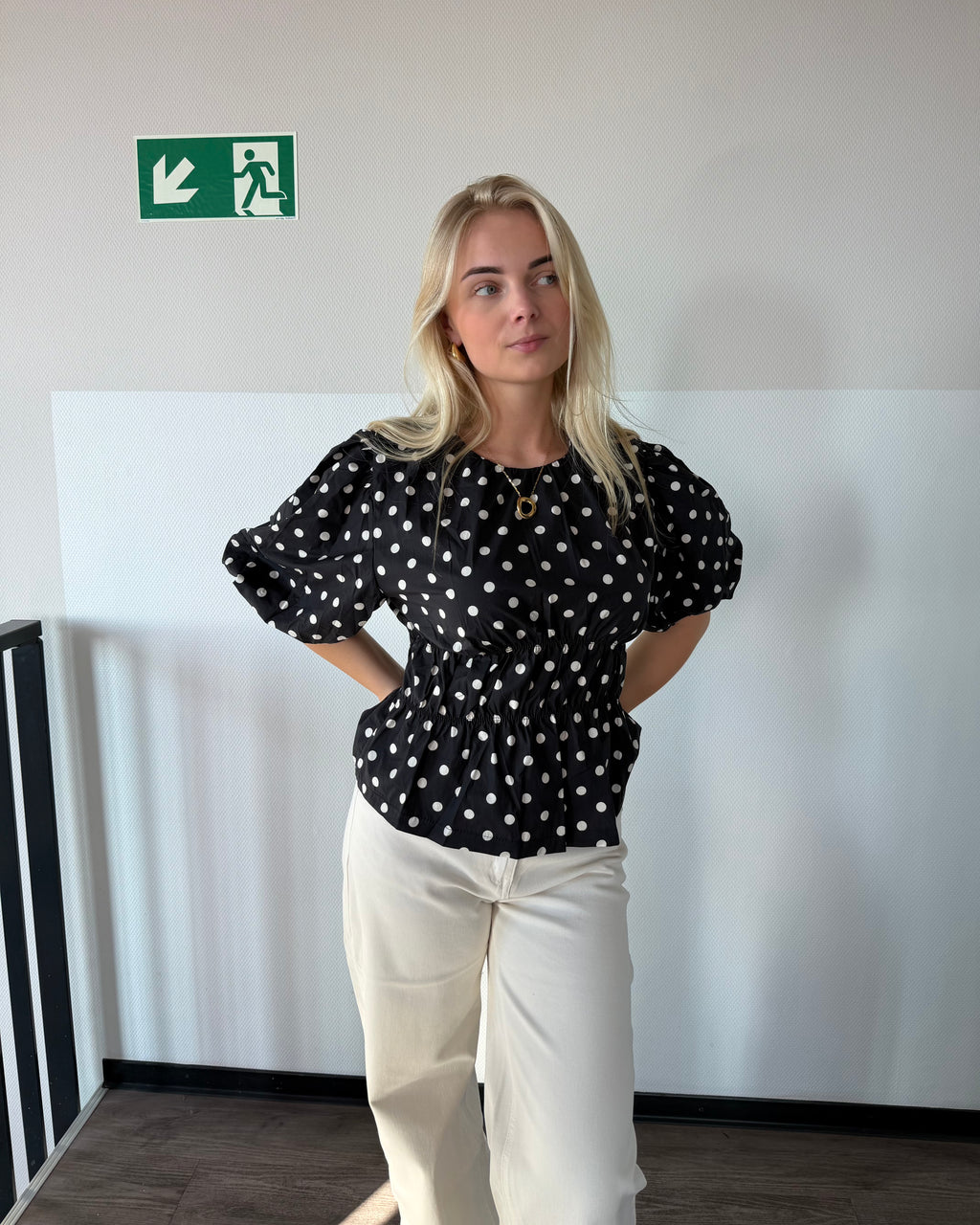 Luna Polka Dot Top - Zwart