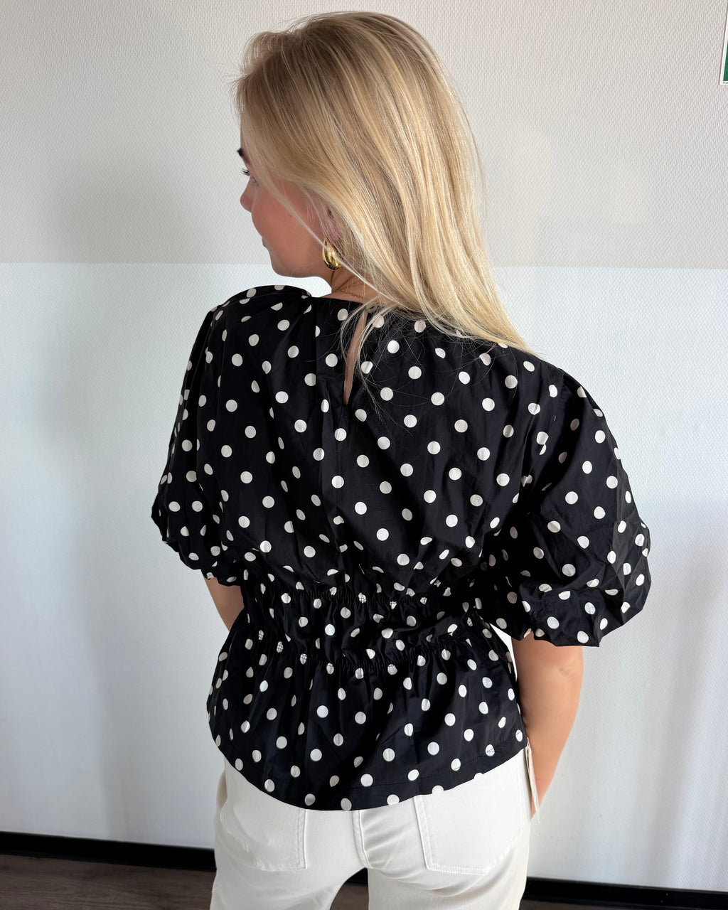 Luna Polka Dot Top - Zwart