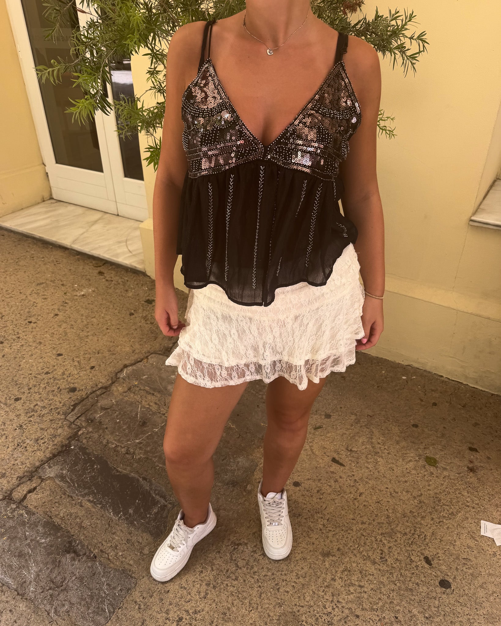 Macy Glitter Top - Zwart