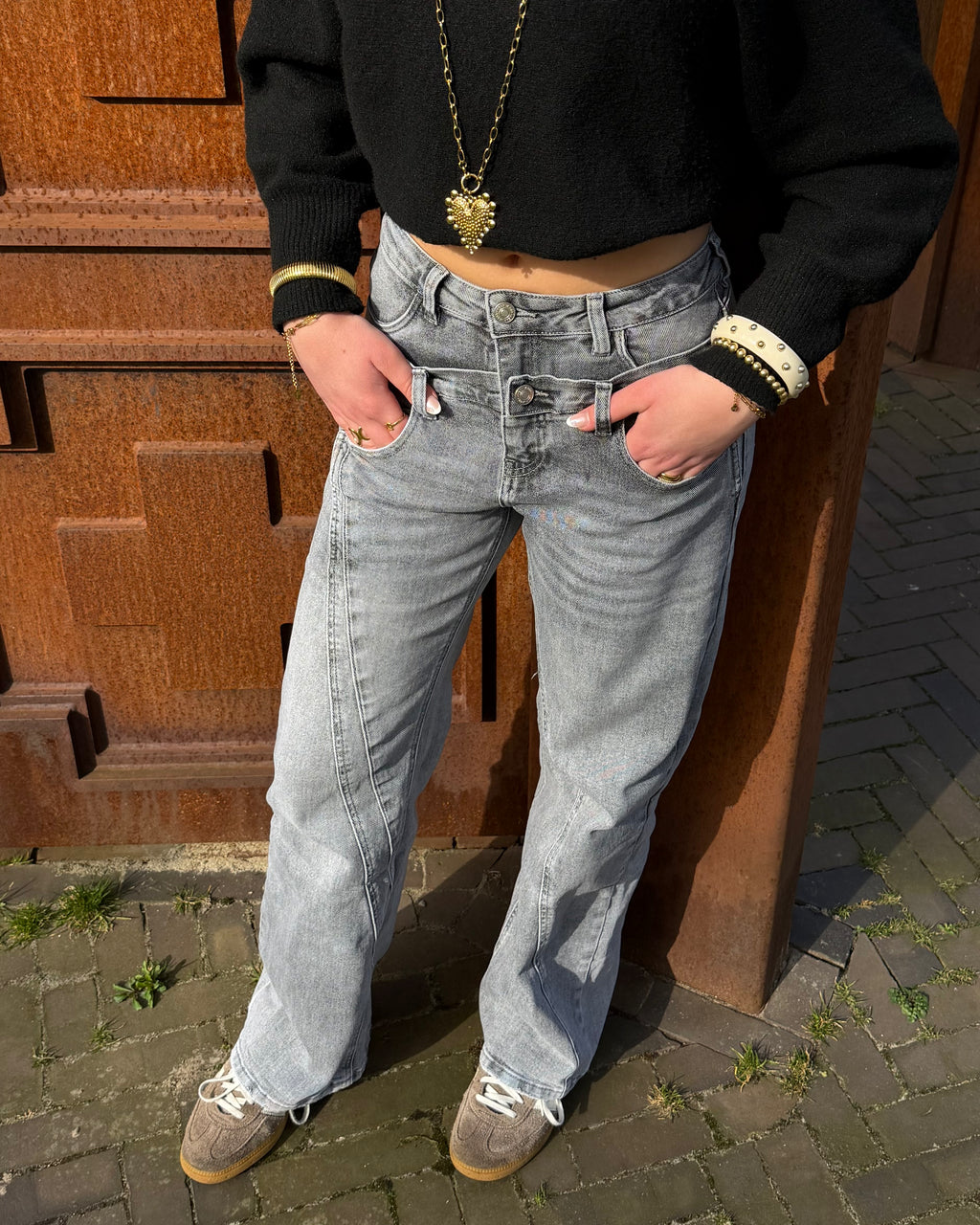 Sanne Double Jeans - Grijs