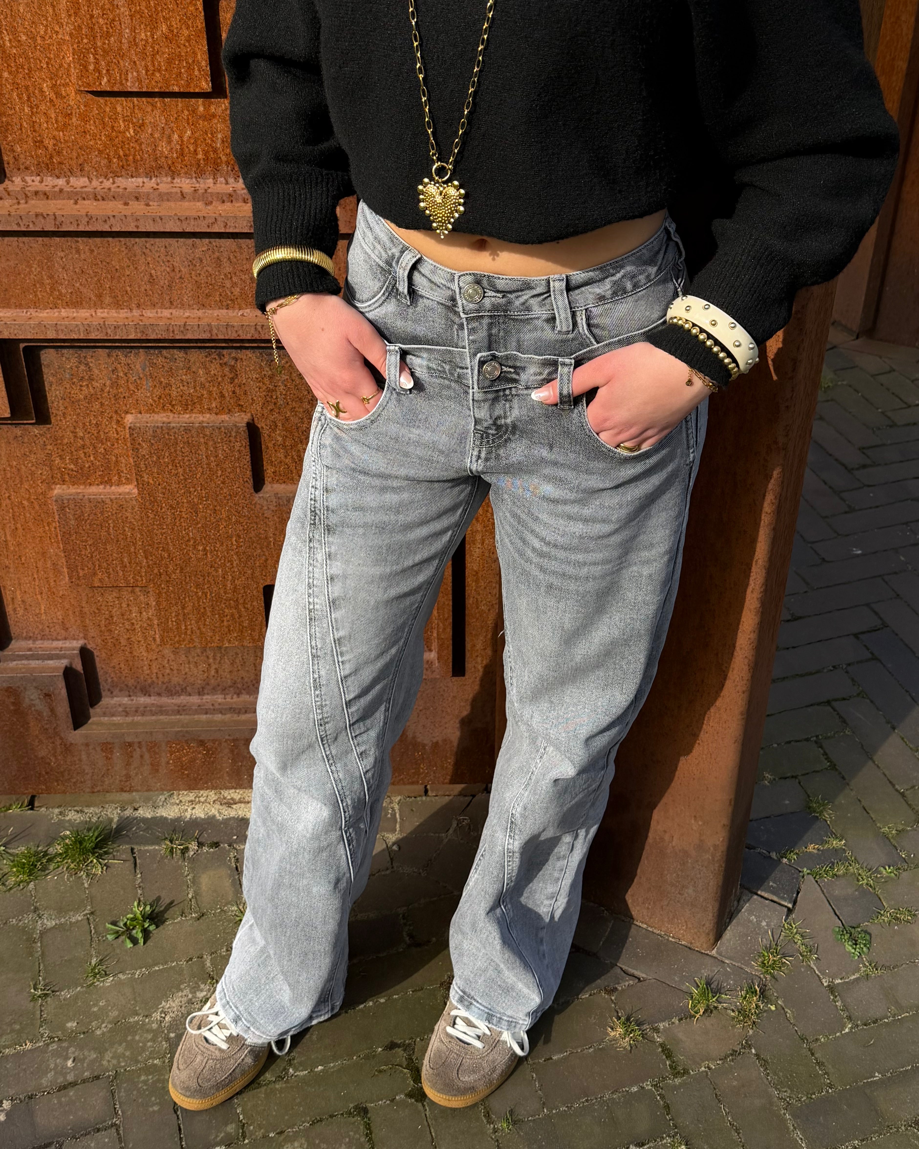 Sanne Double Jeans - Grijs
