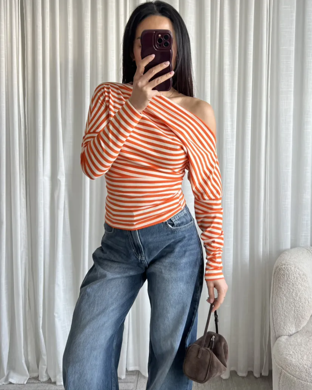 Fiona One Shoulder Top - Oranje