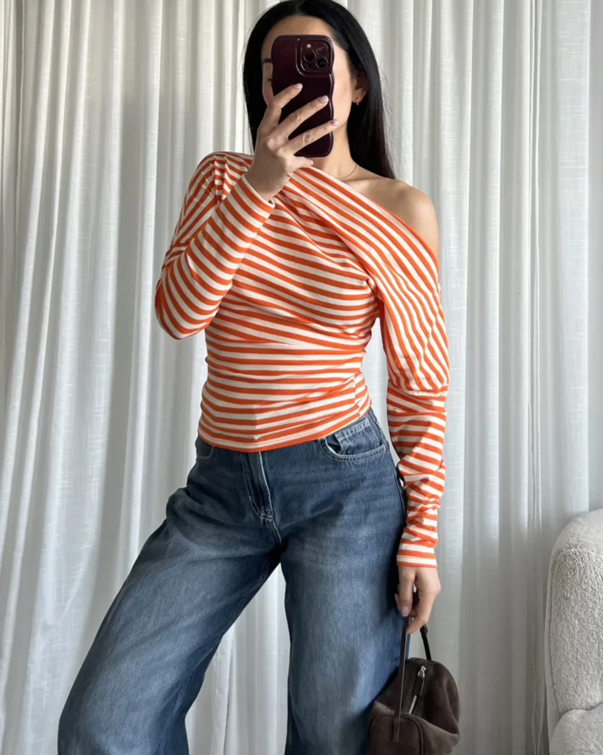 Fiona One Shoulder Top - Oranje