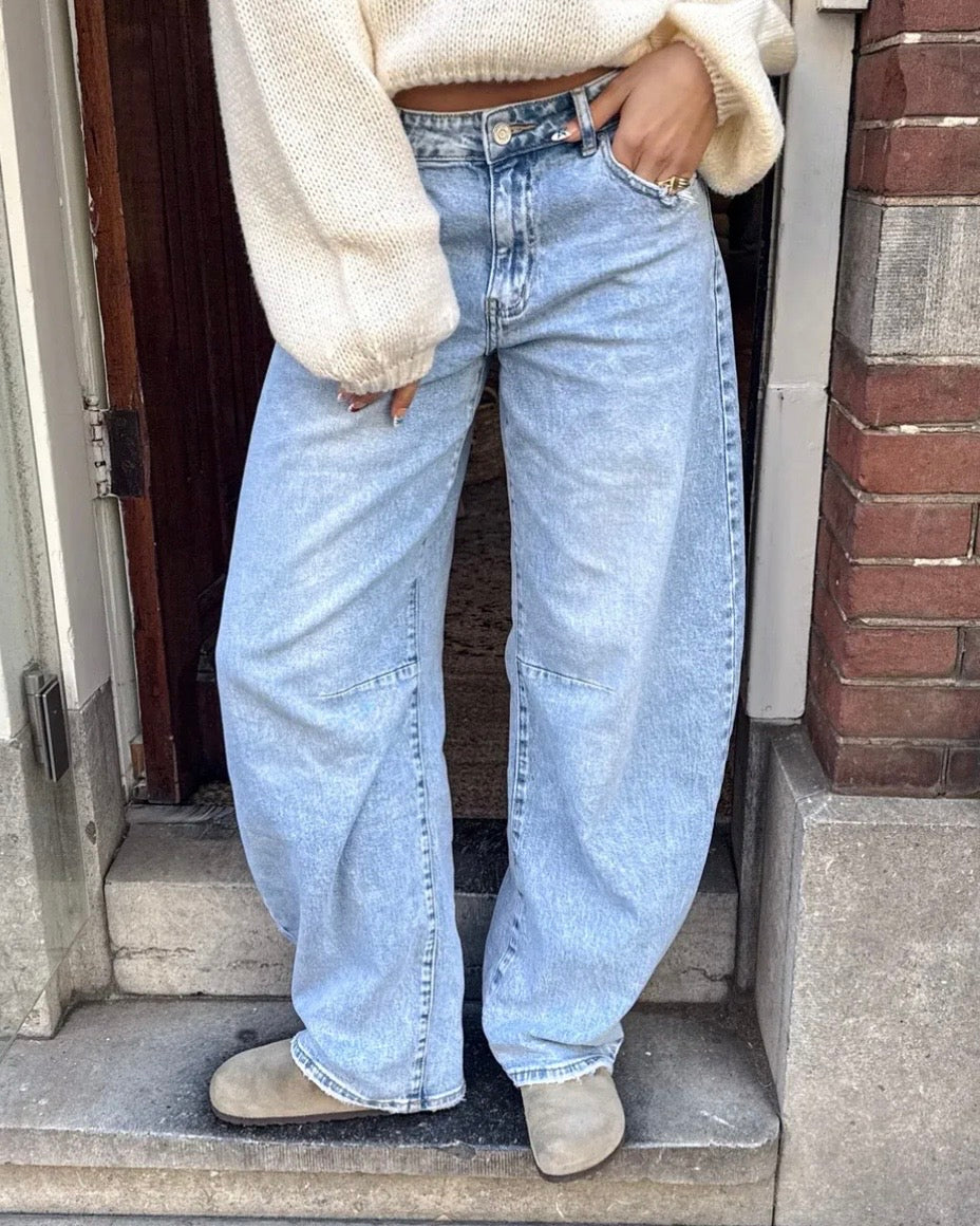 Queen Hearts Barrel Jeans - Blauw