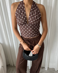 Polka Dot Halter Top - Bruin
