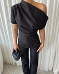 Daphne One Shoulder Top - Zwart
