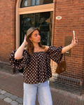 Amber Polka Dot Top - Brown