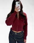 Anouk Zipper Cardigan - Bordeaux