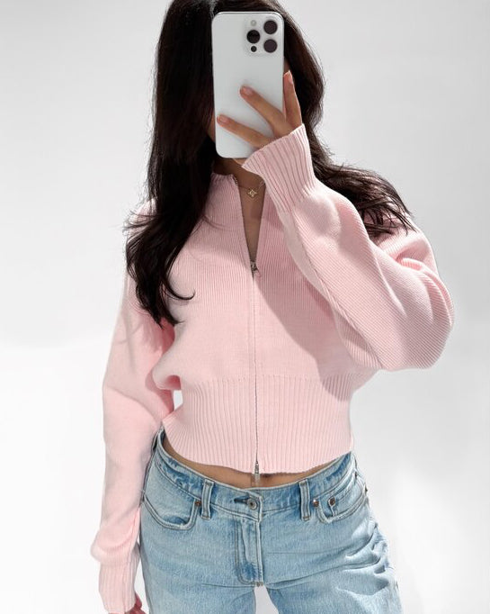 Anouk Zipper Cardigan - Bordeaux