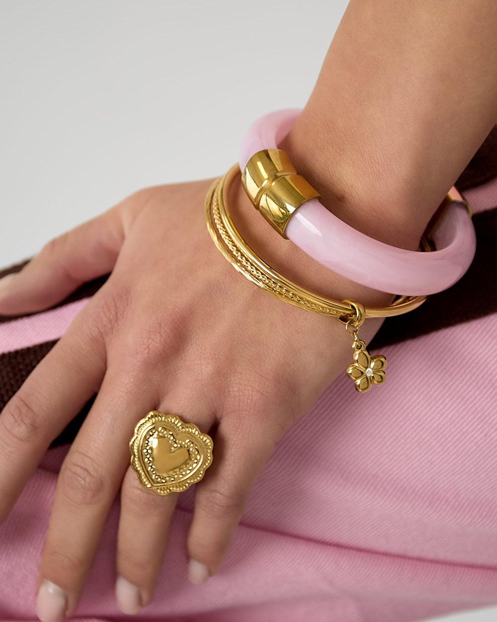 Flower Bangle Armband - Goud